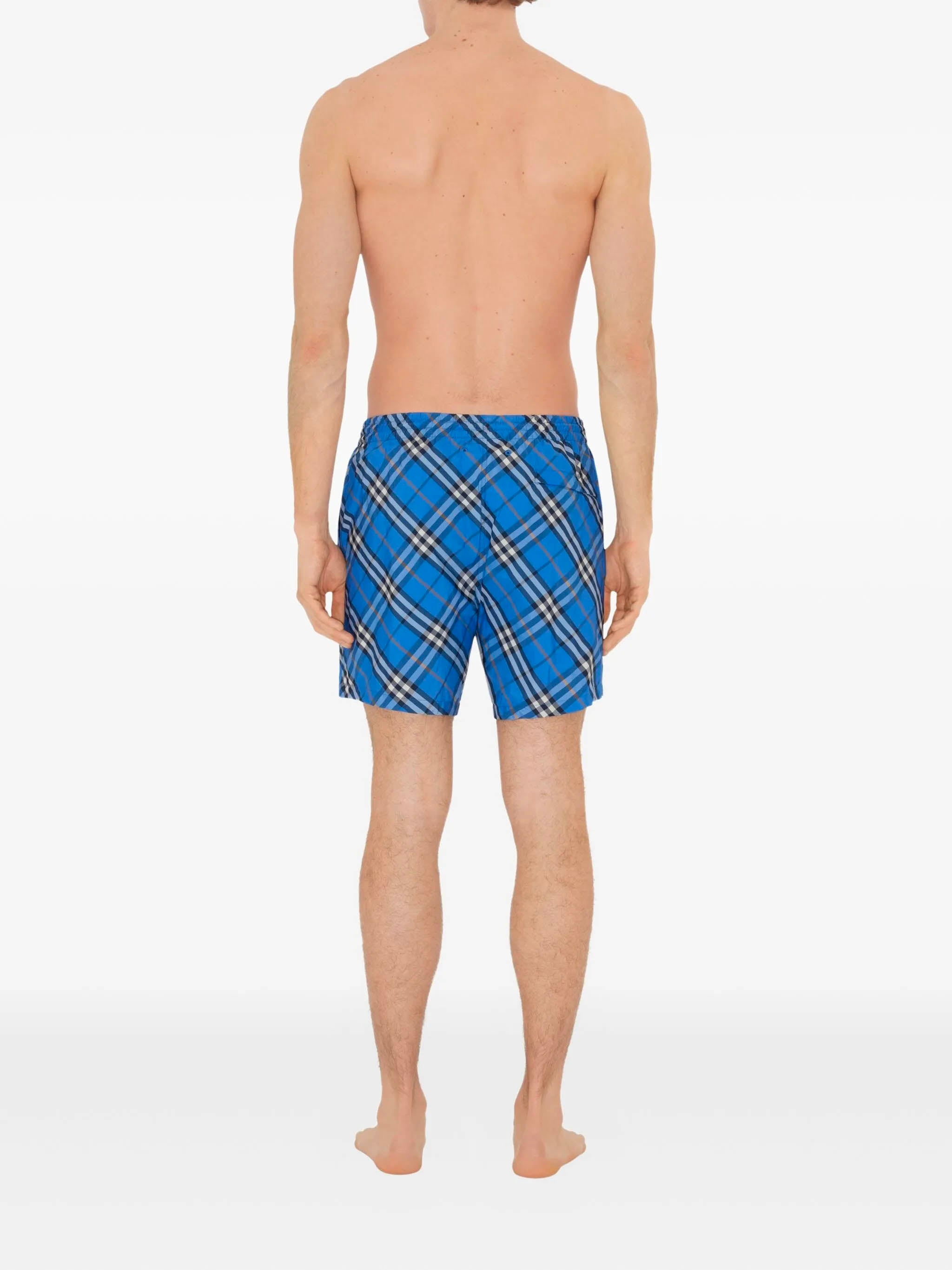 BURBERRY Check Swim Shorts with Drawcord Waist