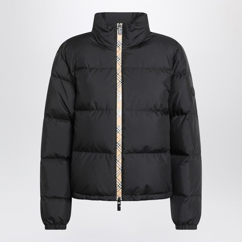 BURBERRY Zip-Up Puffer Jacket with Check Detail for Women