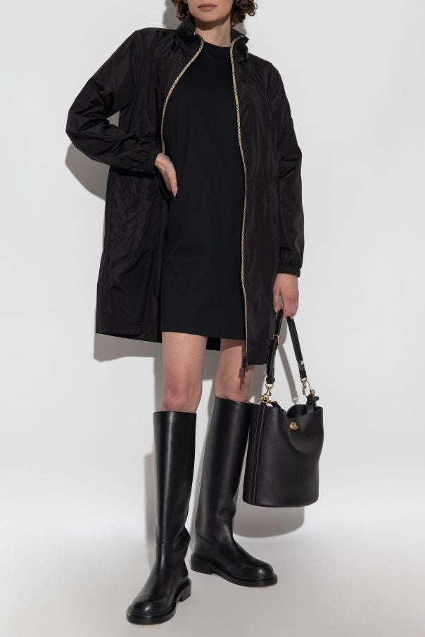 BURBERRY Check Motif Nylon Rain Jacket for Women