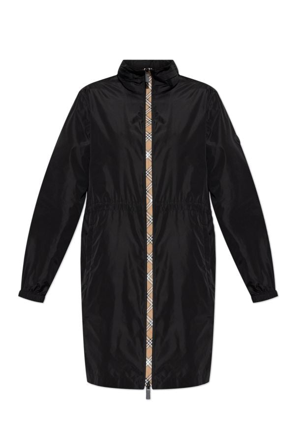 BURBERRY Check Motif Nylon Rain Jacket for Women