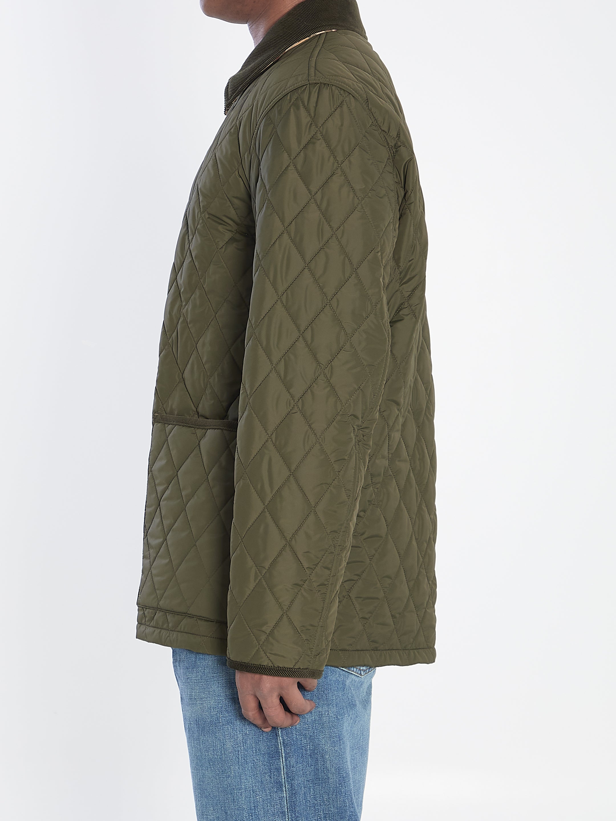 BURBERRY Quilted Jacket with Corduroy Collar