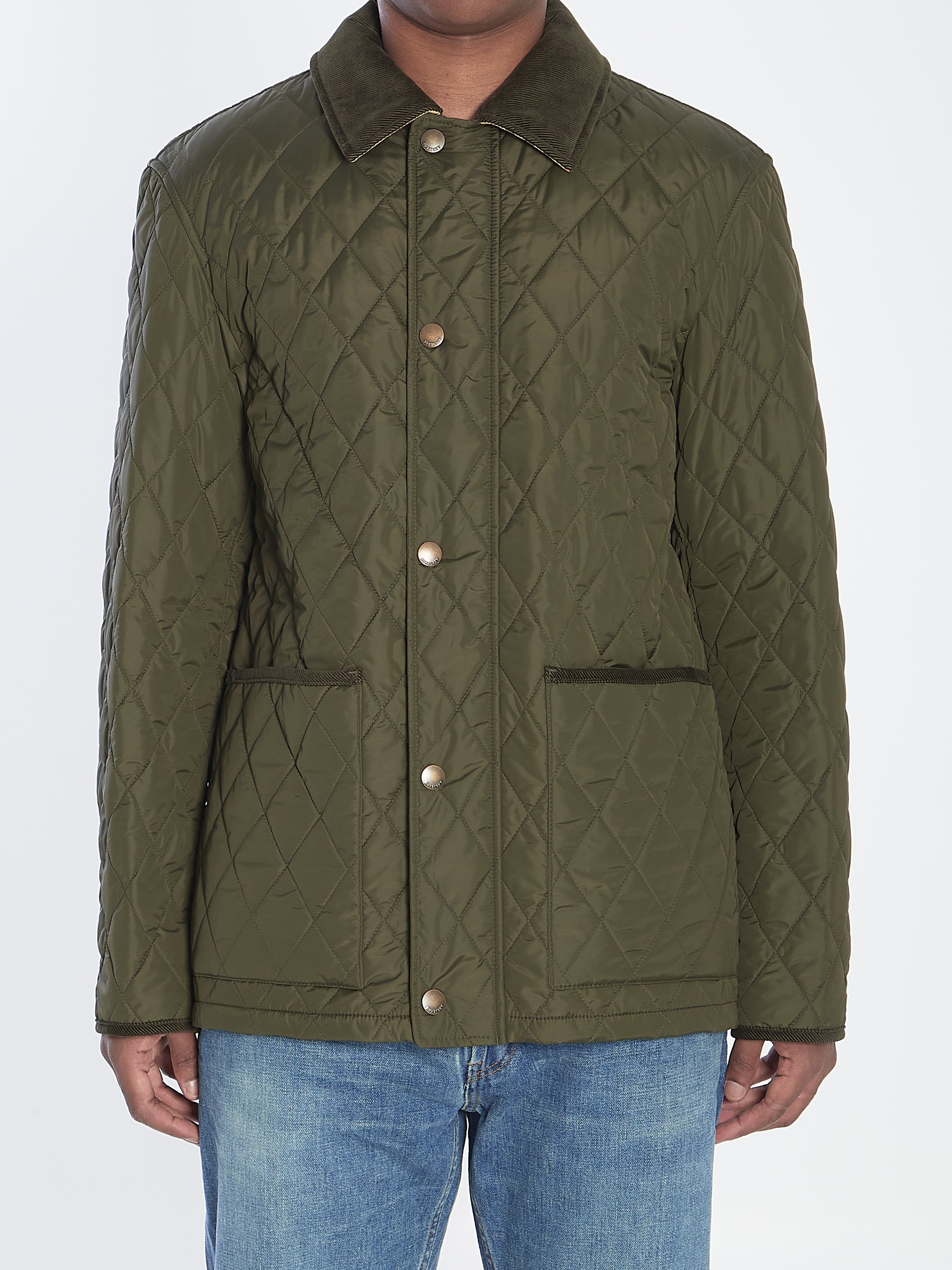 BURBERRY Quilted Jacket with Corduroy Collar