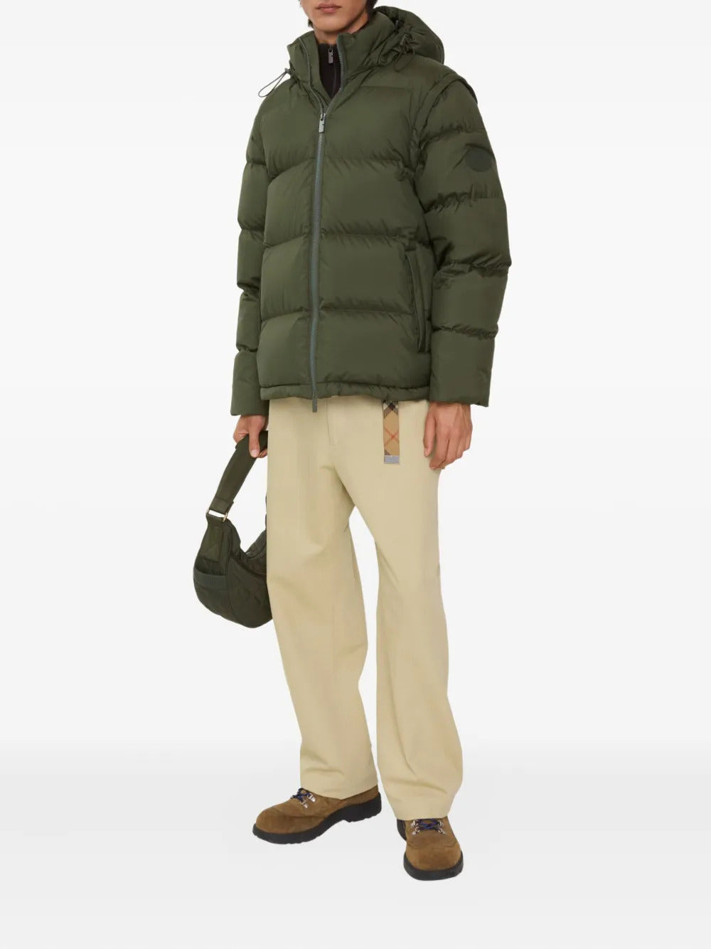 BURBERRY Nylon Hooded Down Jacket with Zip Closure