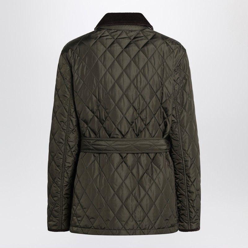 BURBERRY Quilted Nylon Jacket with Ribbed Velvet Collar for Women - FW25