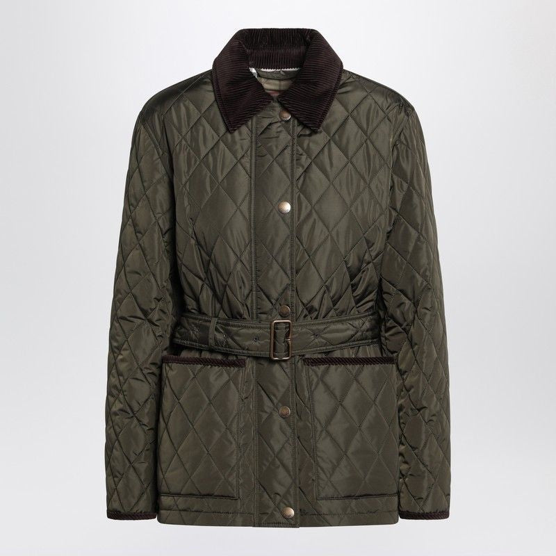 BURBERRY Quilted Nylon Jacket with Ribbed Velvet Collar for Women - FW25