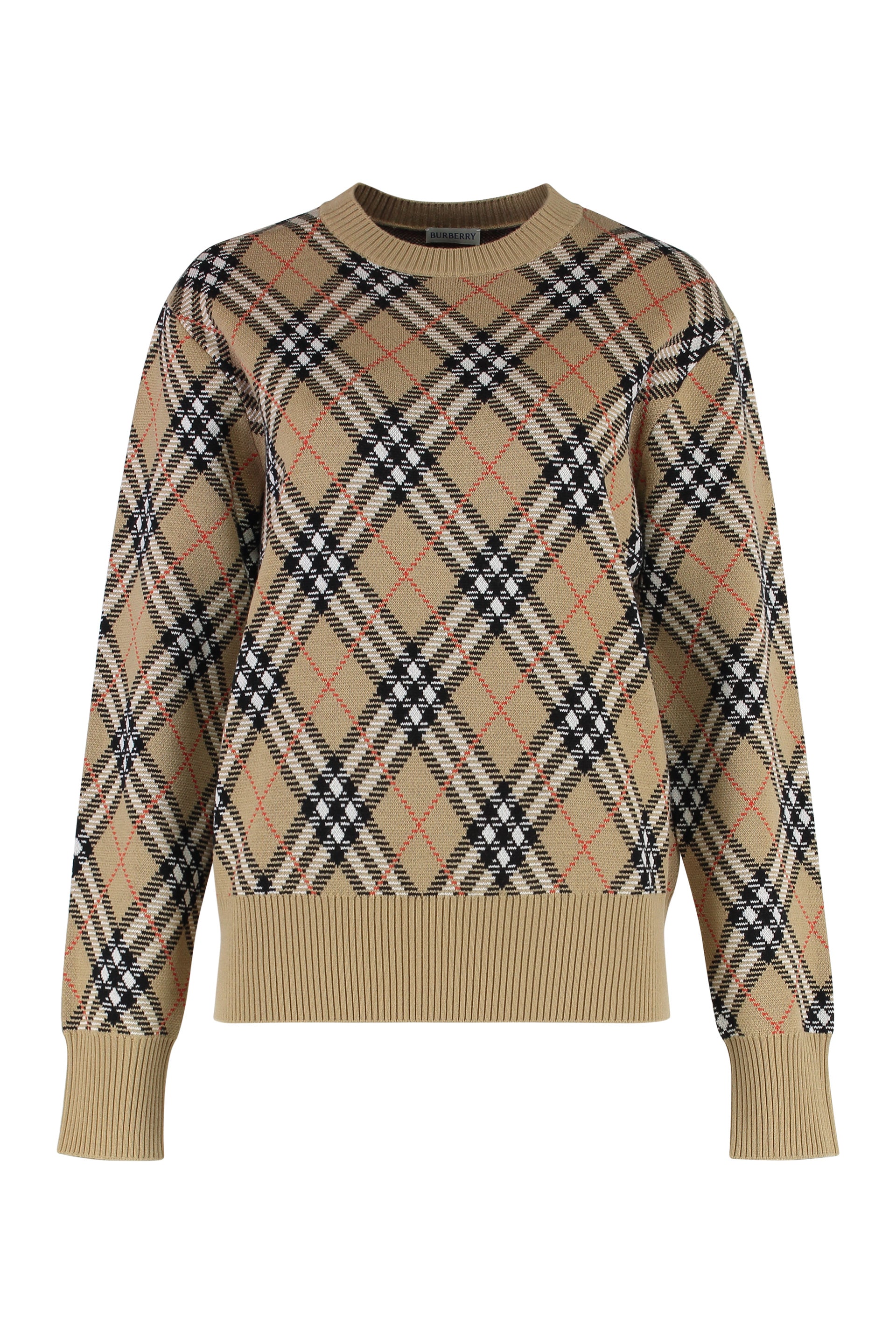BURBERRY Wool Blend Pullover with Check Motif for Women - FW25