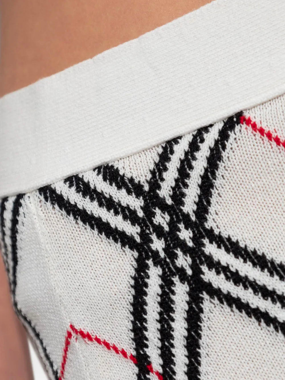 BURBERRY Knit Check Skirt with Elastic Waist