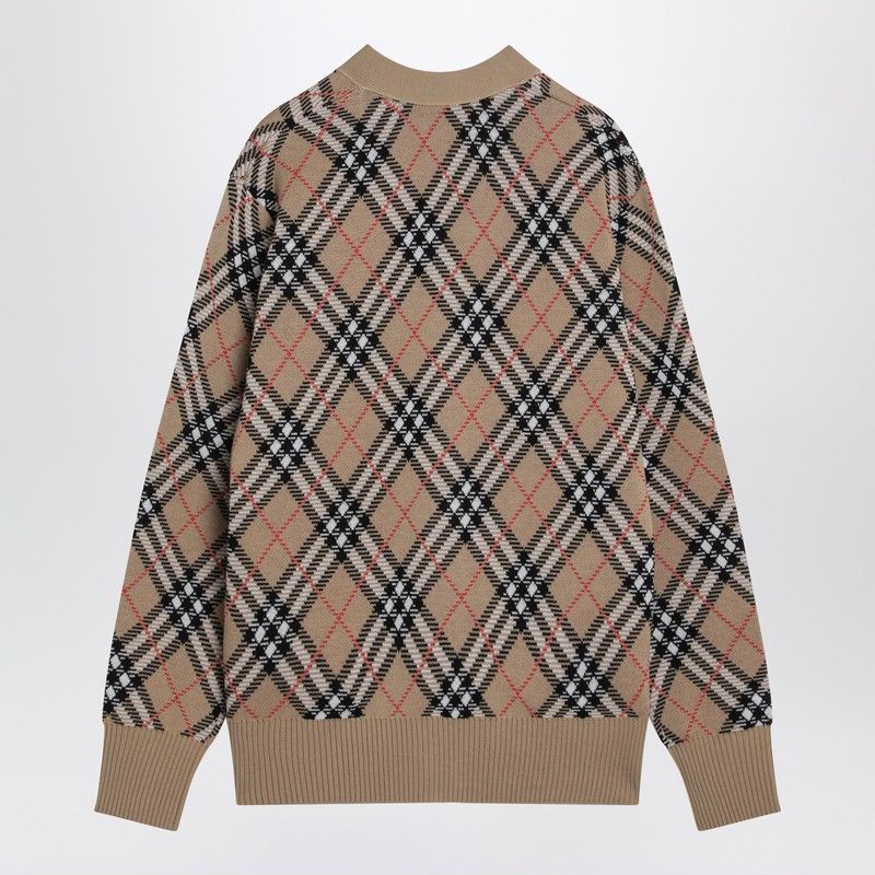 BURBERRY Wool and Mohair Blend Check Cardigan