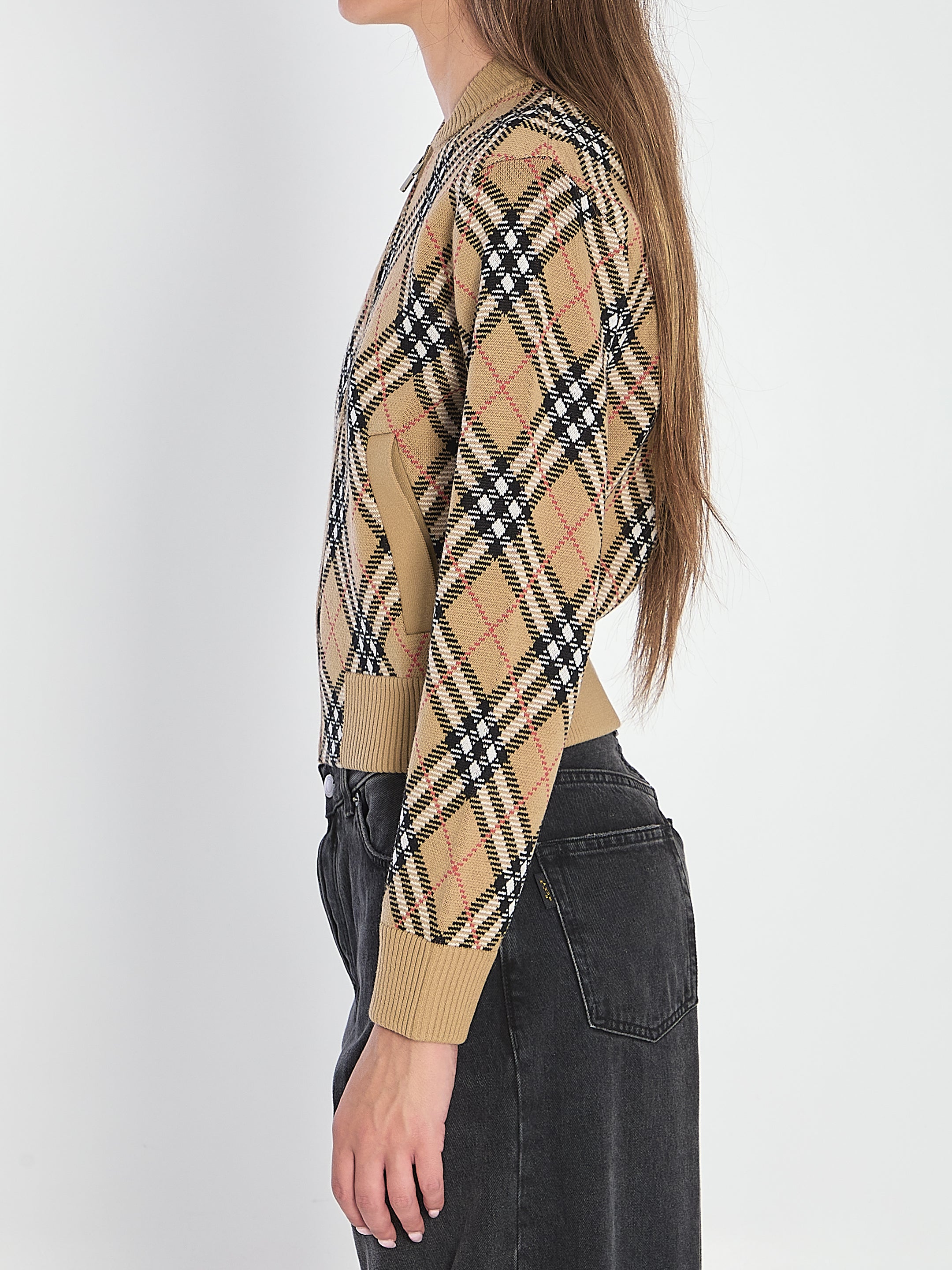 BURBERRY Cropped Check Knit Sweater