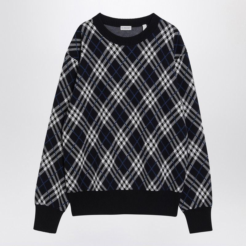 BURBERRY Check-Pattern Wool Blend Sweater for Men