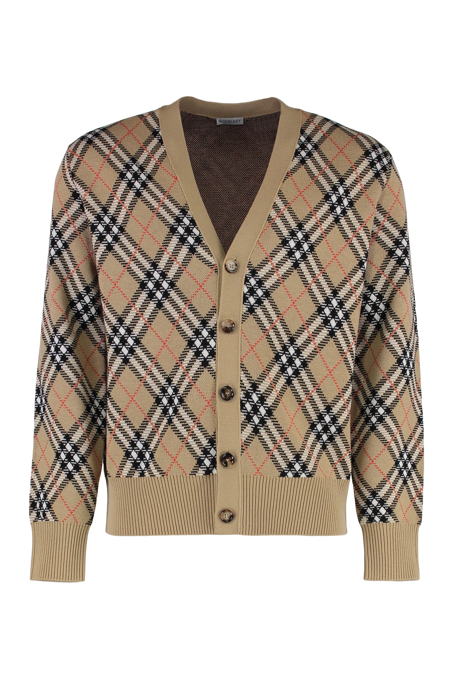 BURBERRY Vintage Check Wool Cardigan for Men