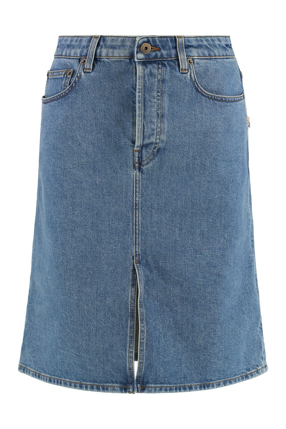 BURBERRY Denim Skirt with Metal Buttons - Women's Mini Style
