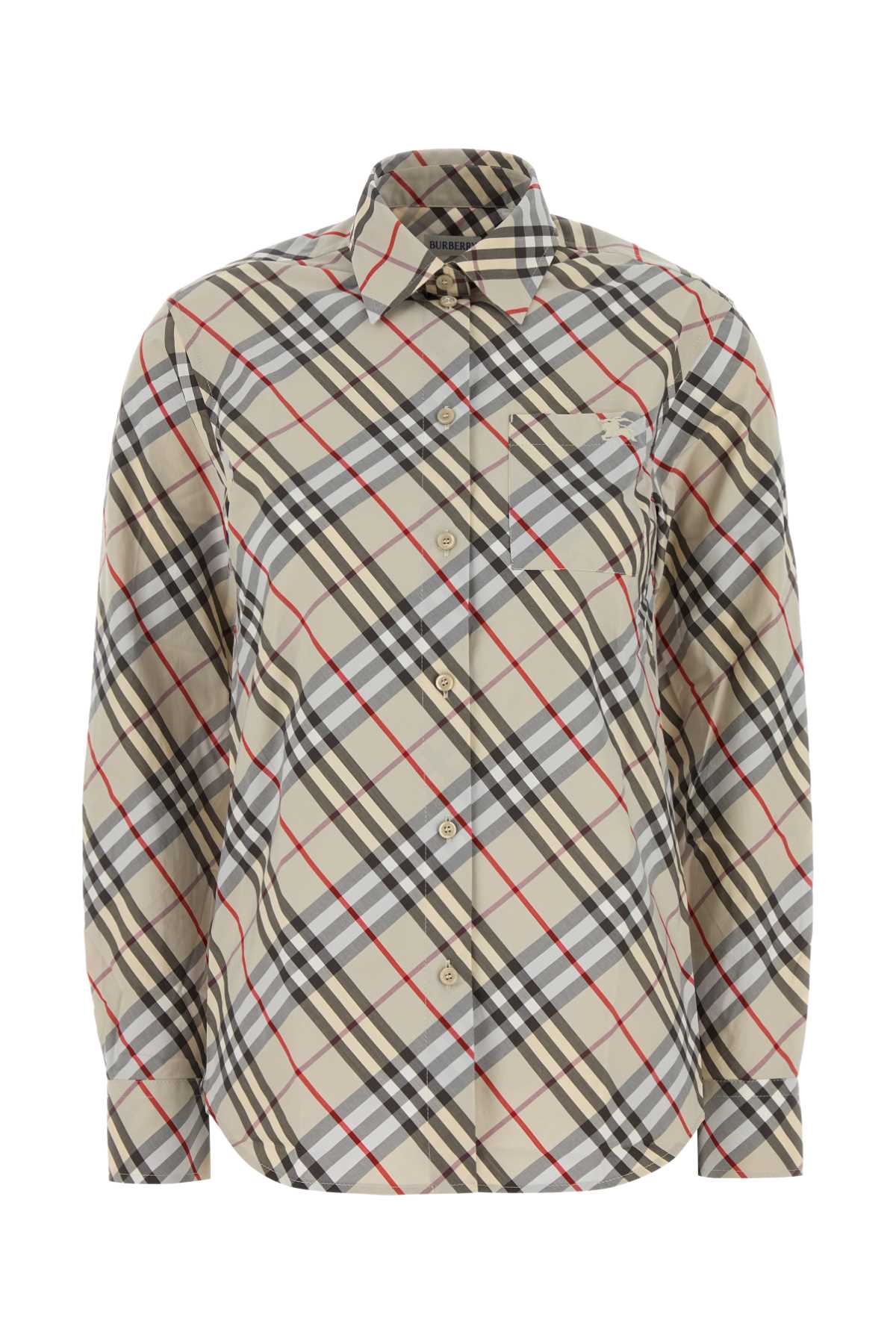 BURBERRY Embroidered Checked Poplin Shirt - Women's Fashion Item