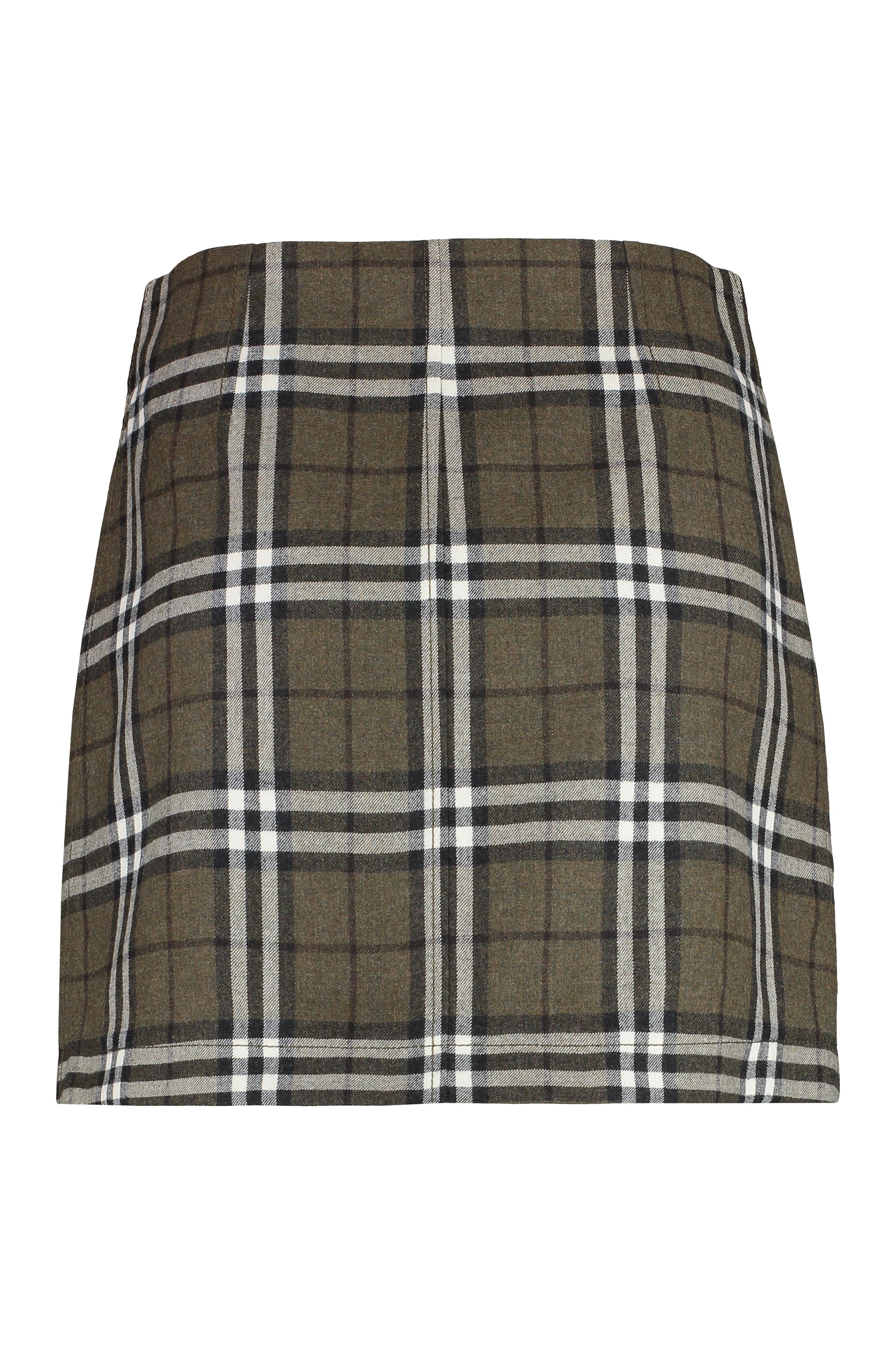 BURBERRY Wool Mini Skirt with Check Motif and Pockets