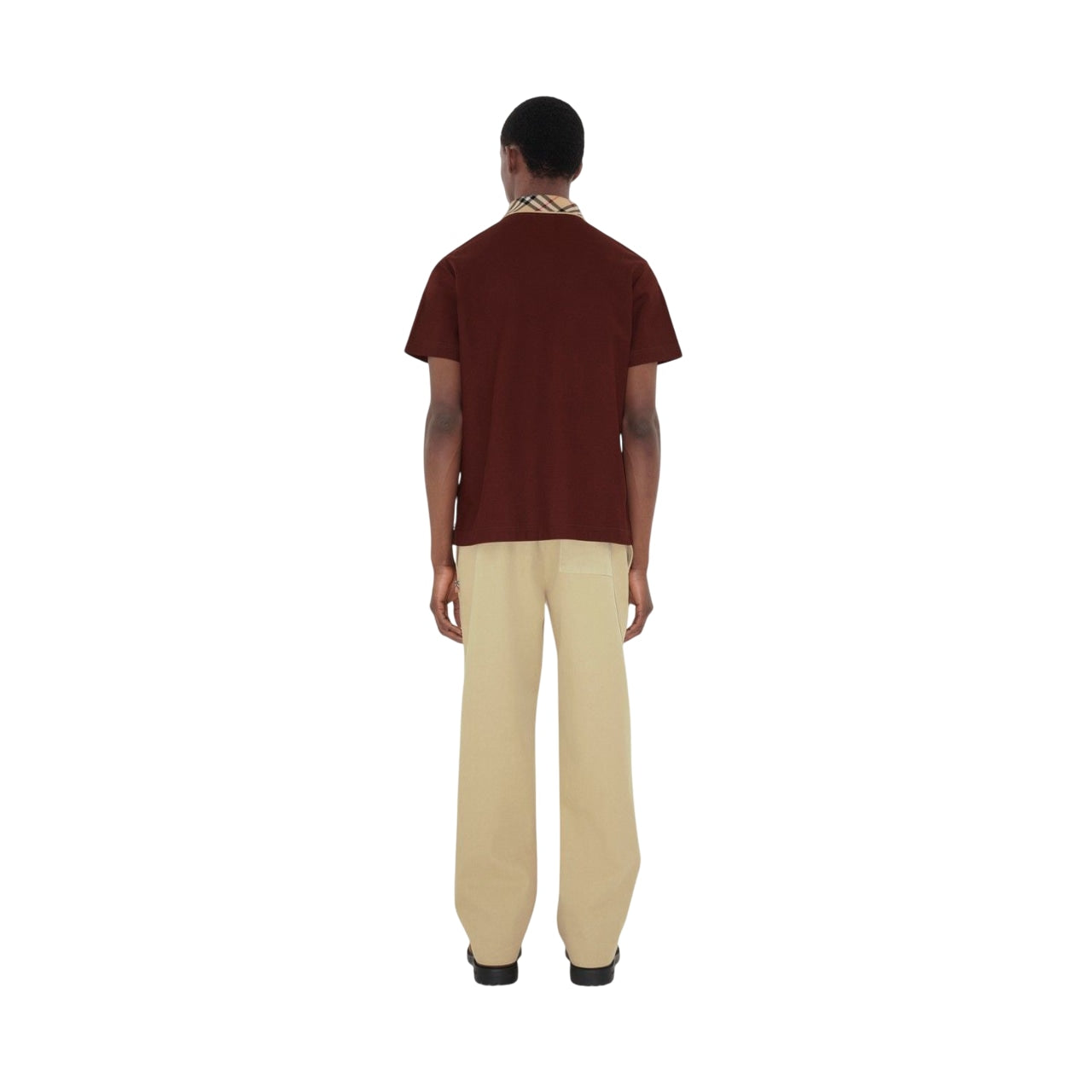 BURBERRY Lightweight Cotton Polo Shirt with Check Collar - Men's Fitted Cut