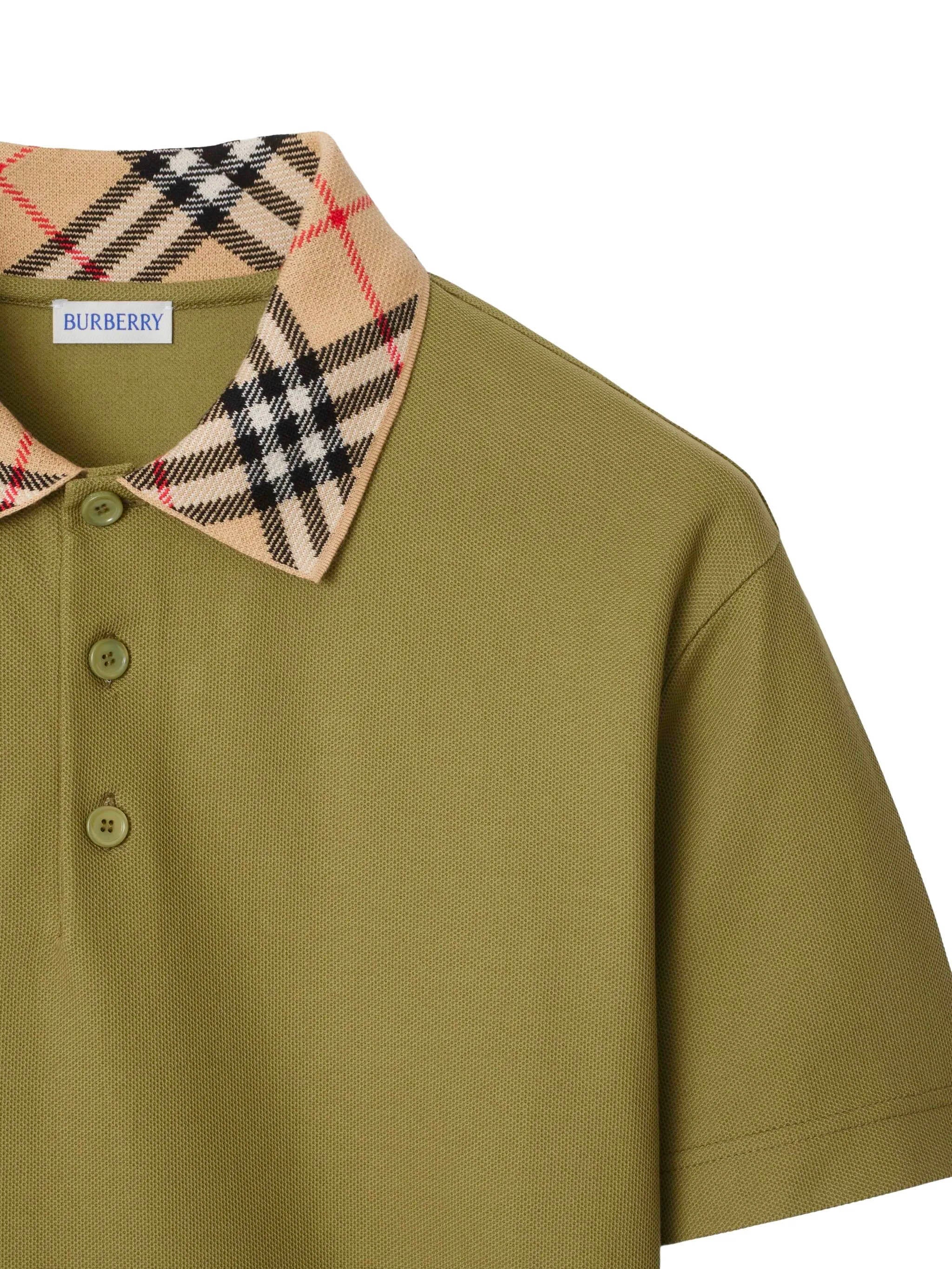 BURBERRY Check Collar Polo Shirt - Size M
