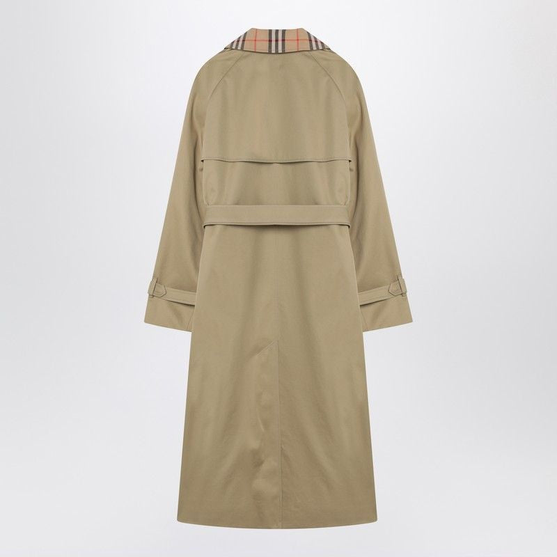 BURBERRY Double-Breasted Trench with Check Collar