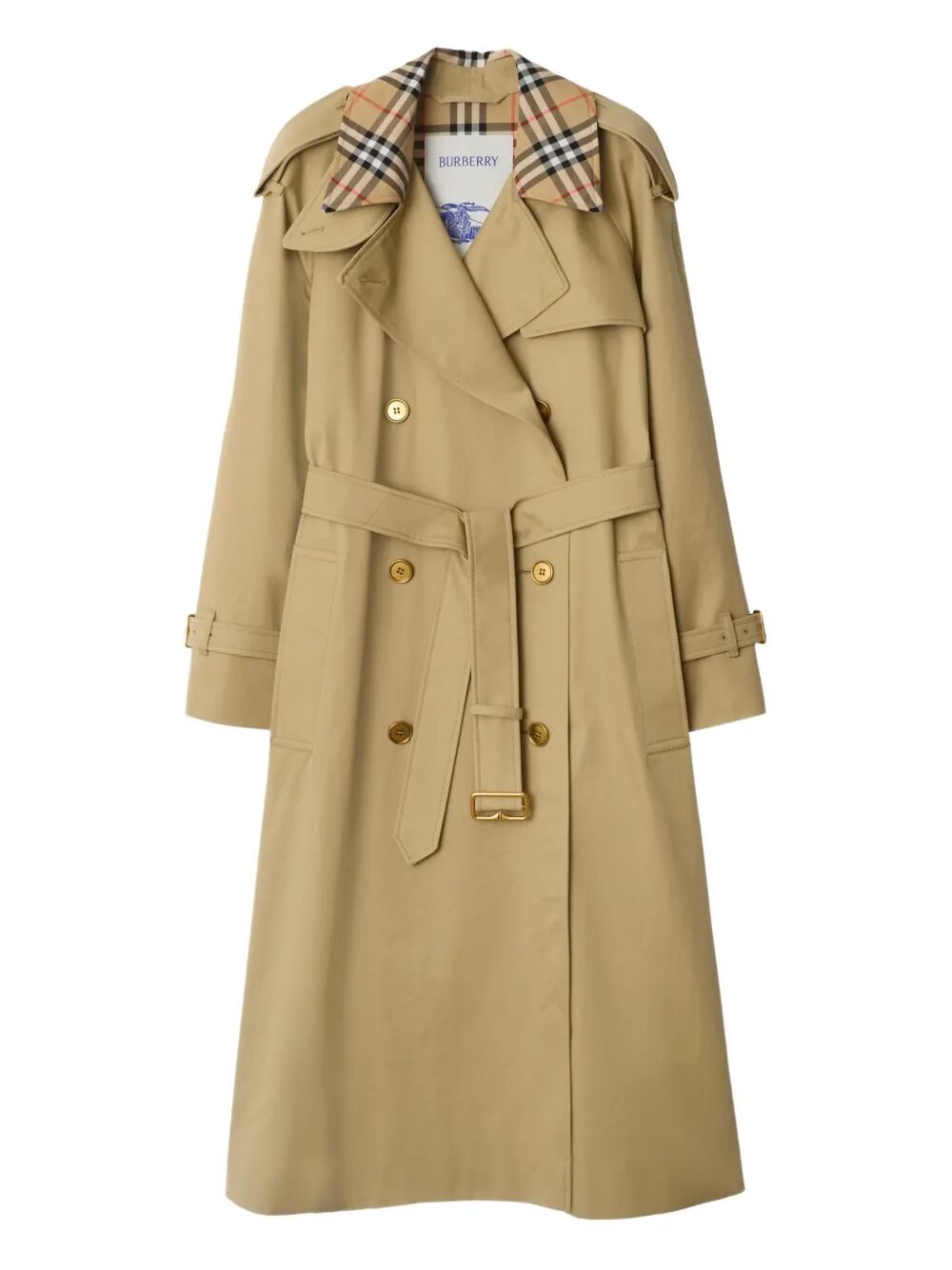 BURBERRY Women's Check Collar Long Castleford Trench Jacket