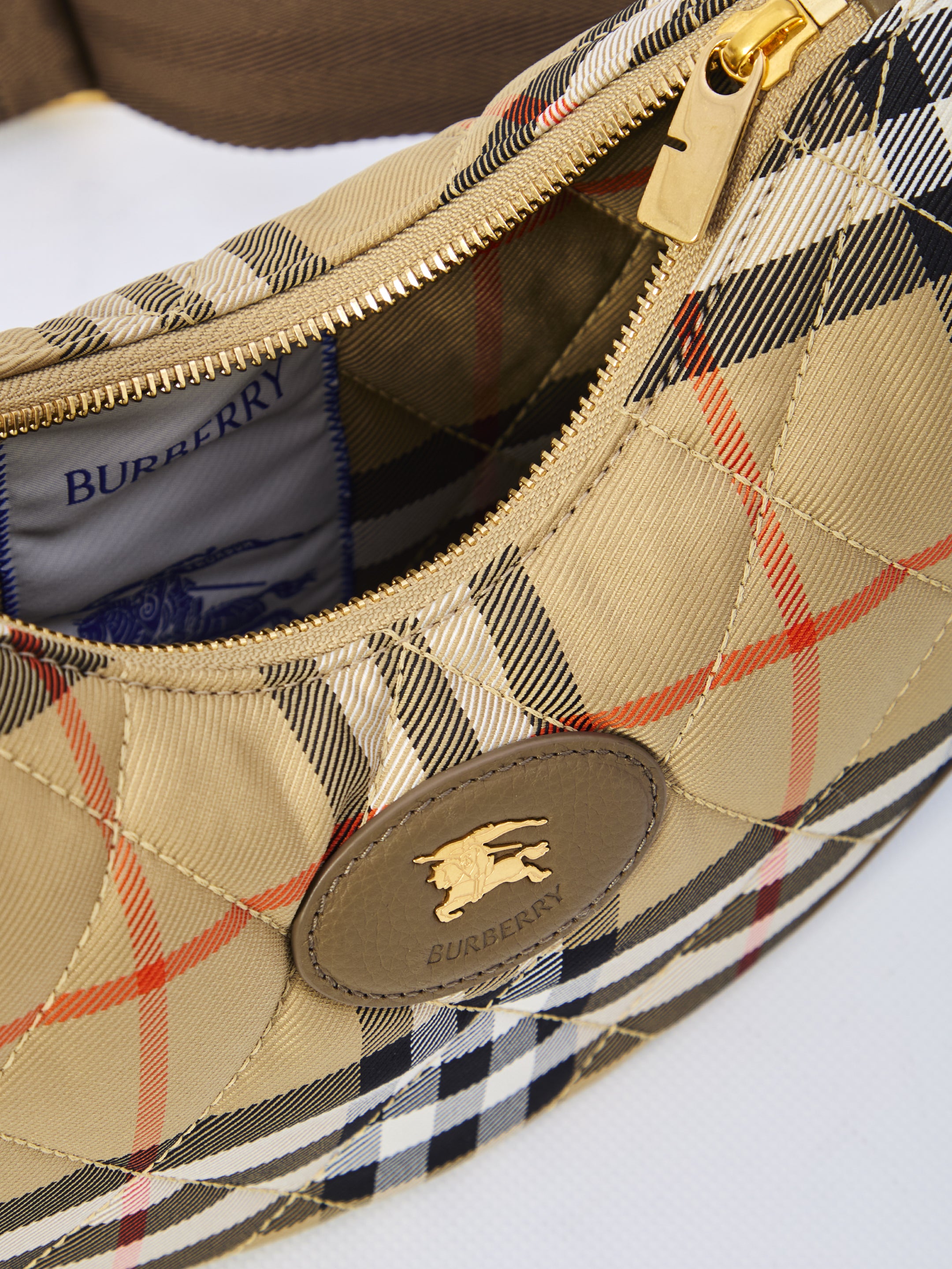 BURBERRY Embroidered Canvas Crossbody Handbag - Horseshoe Design