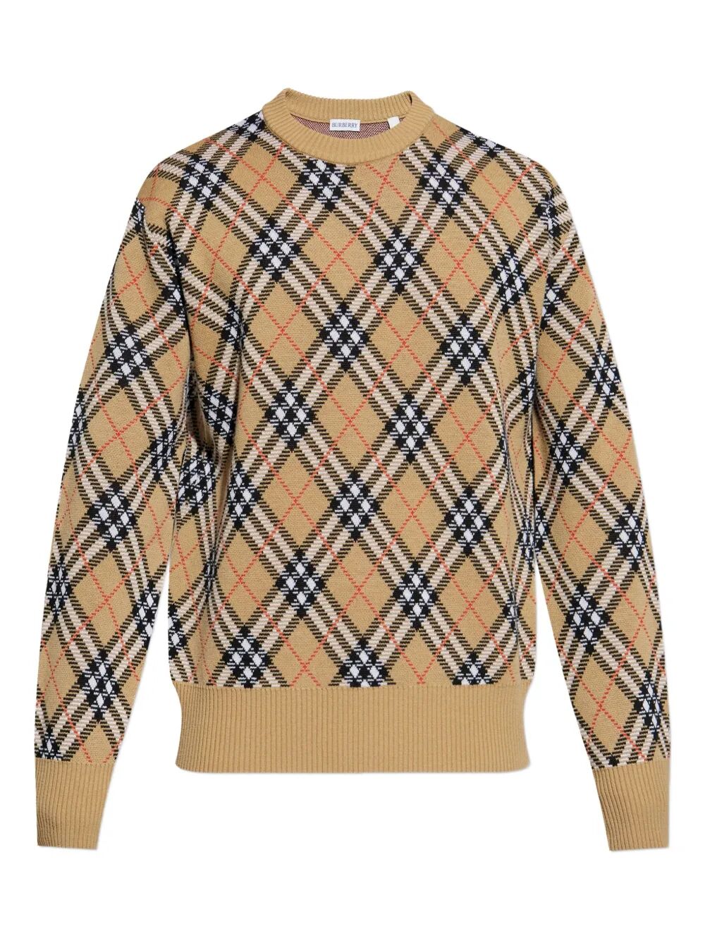 BURBERRY Classic Check-Pattern Wool Crew Neck Sweater
