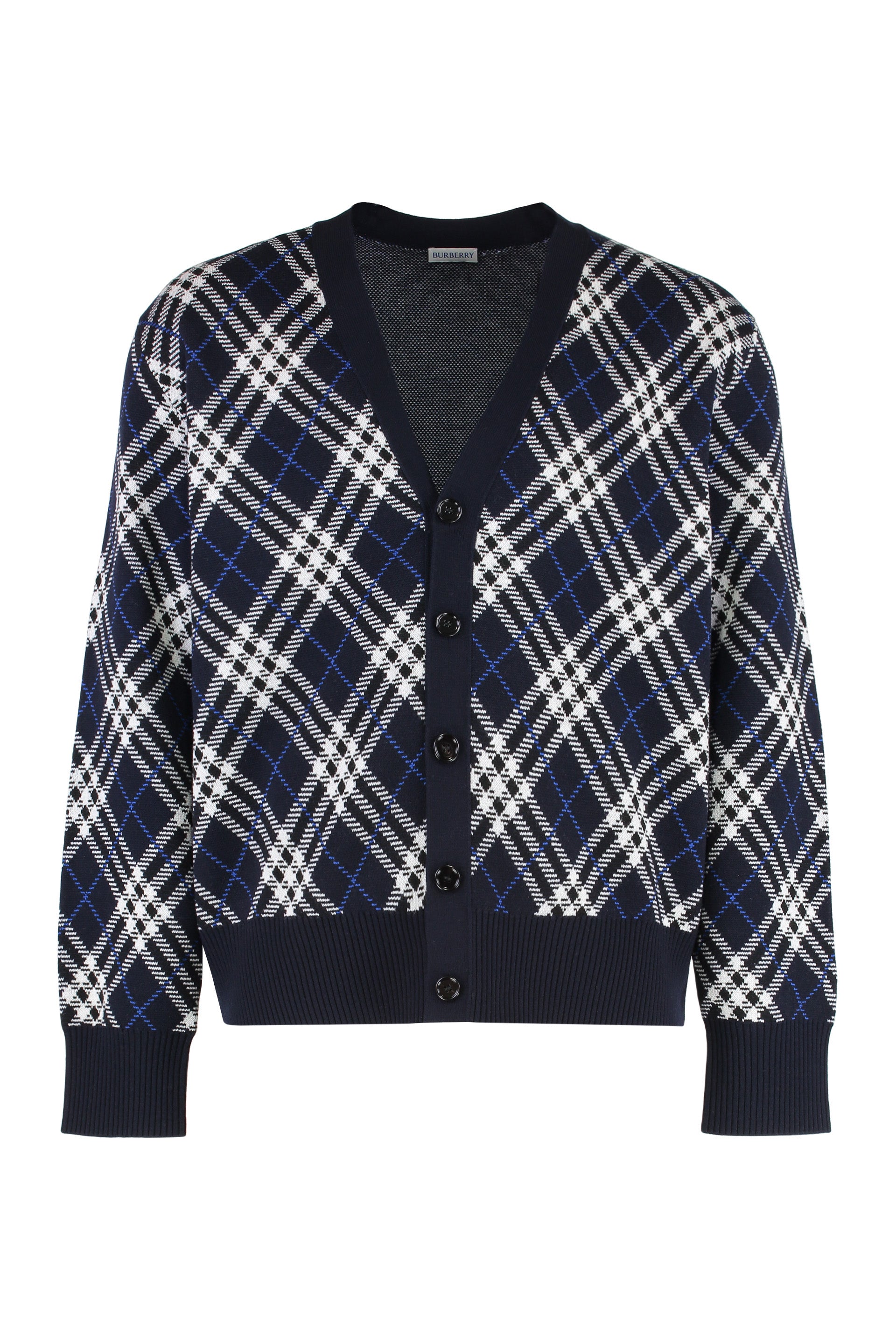 BURBERRY Wool Cardigan with Vintage Check Print for Men