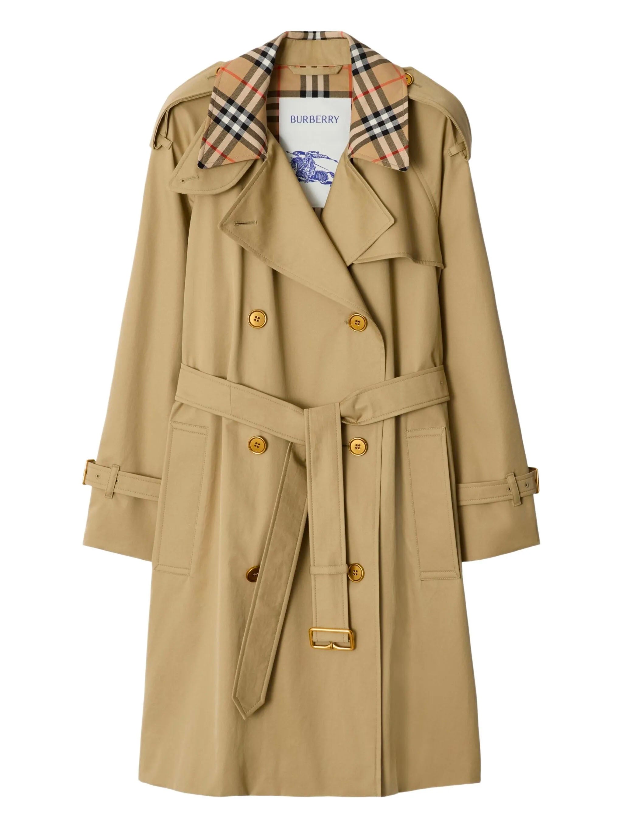 BURBERRY Medium Trench Jacket with Check Collar