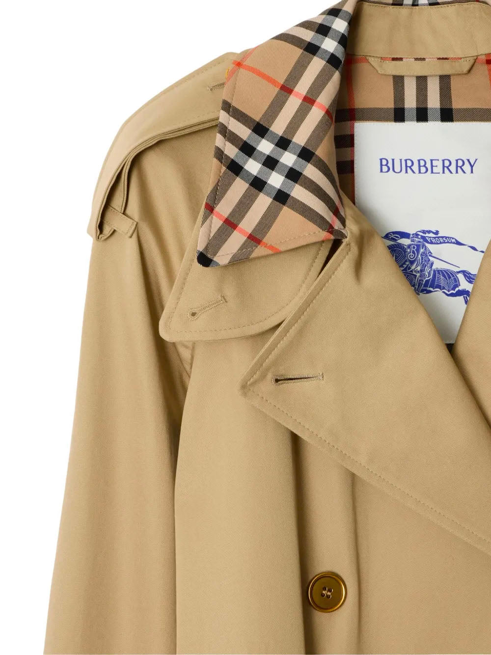 BURBERRY Medium Trench Jacket with Check Collar