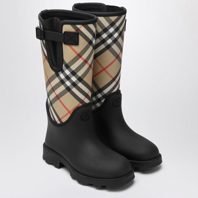 BURBERRY Vintage Check Print Rubber Rain Boots