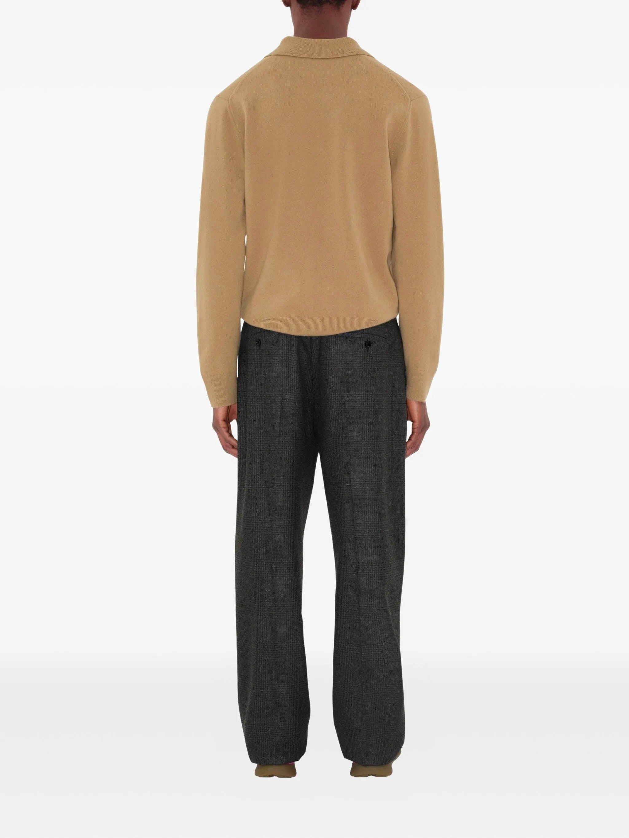 BURBERRY Men's Long-Sleeved Cashmere Blend Polo Shirt - Slim Fit