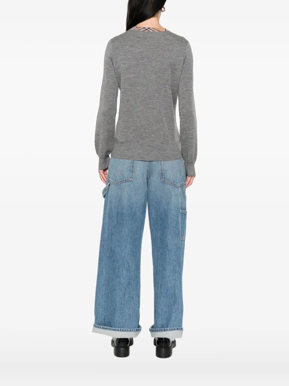 BURBERRY Checkered Design Crew Neck Pullover for Women