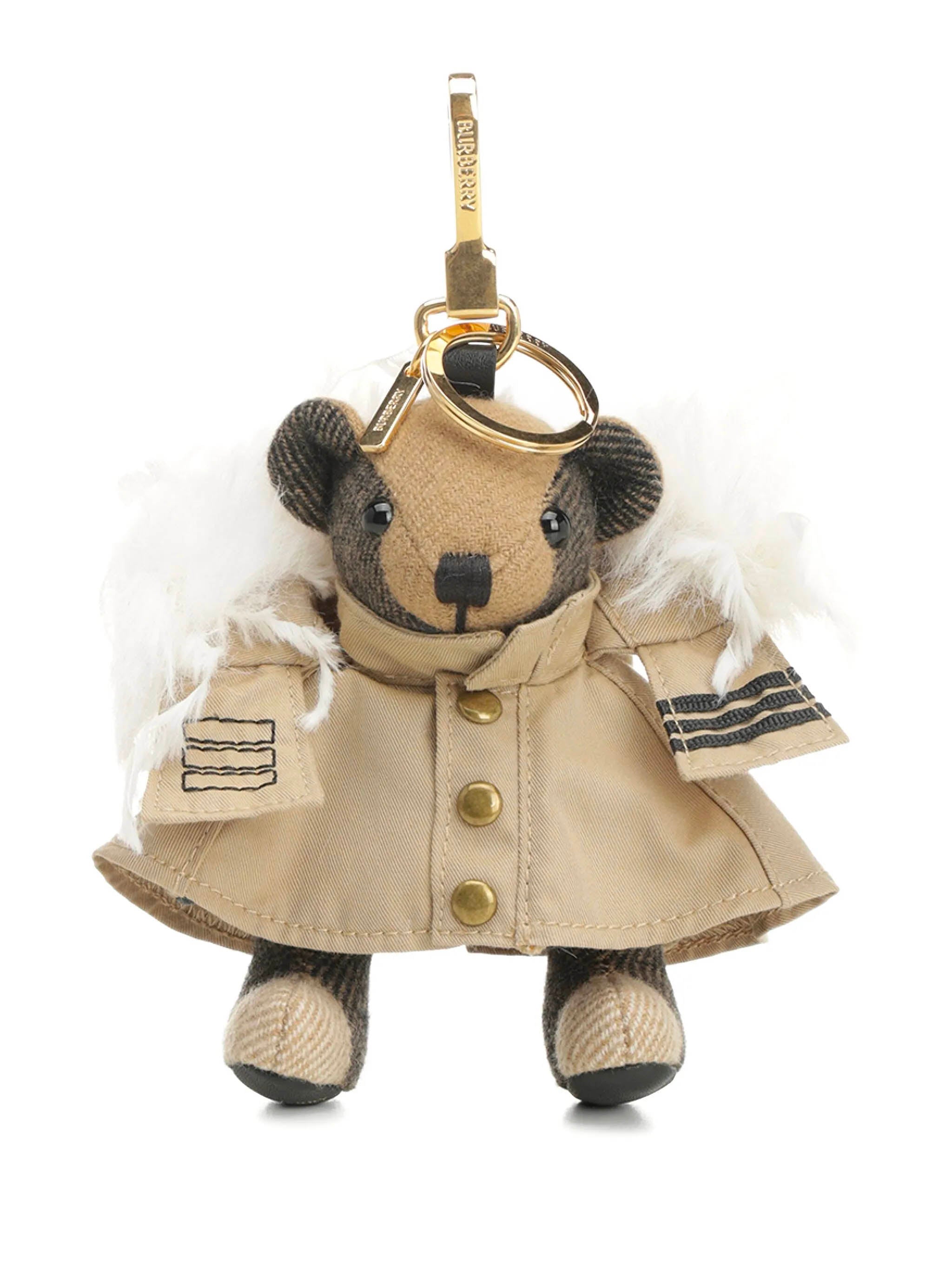 BURBERRY Mini Teddy Bear Charm with Feather Trench Jacket