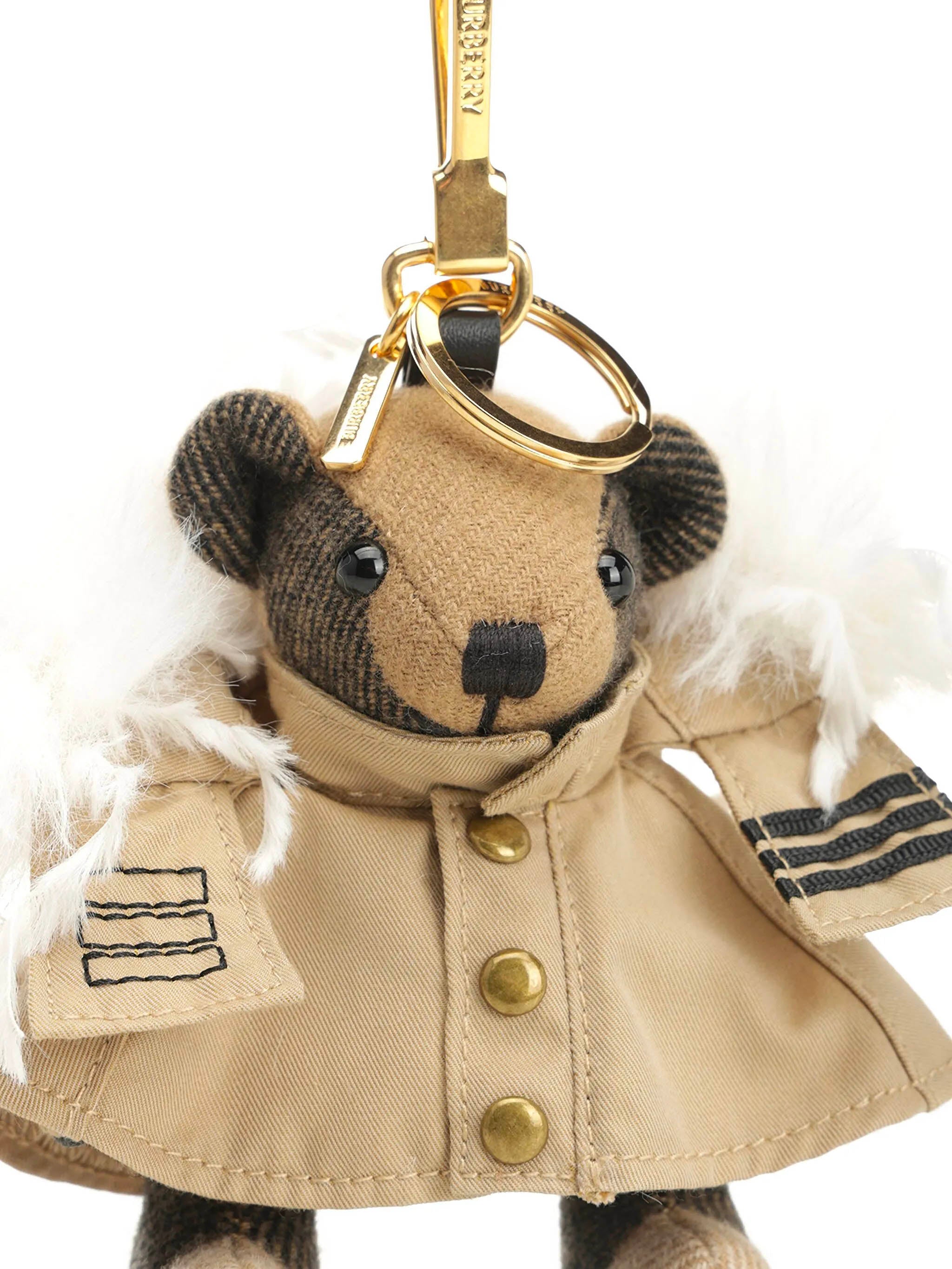 BURBERRY Mini Teddy Bear Charm with Feather Trench Jacket