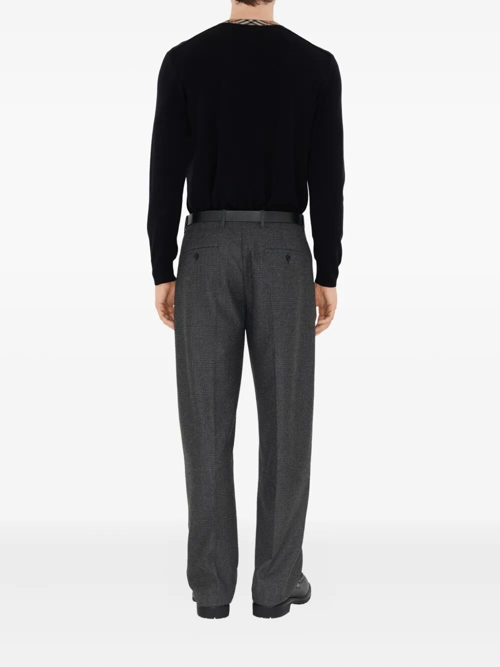 BURBERRY Check Trim Wool Sweater - FW25