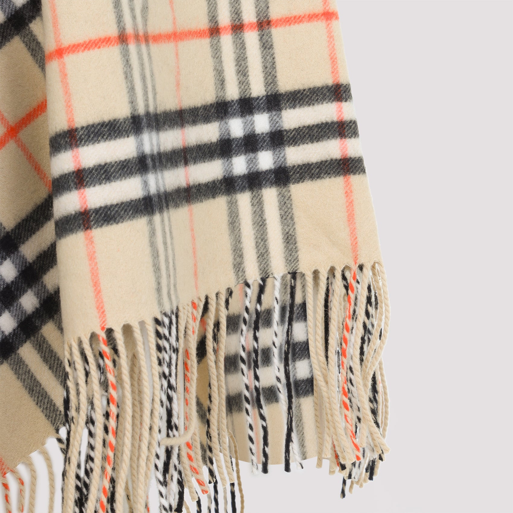 BURBERRY Checkered Wool Bandana Scarf