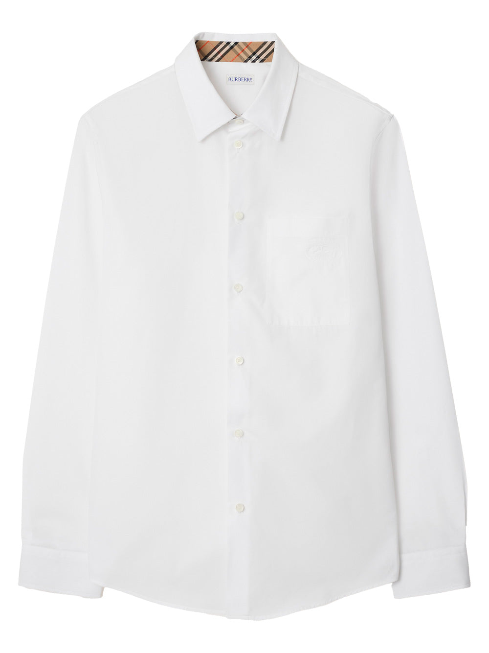 BURBERRY Check Detail Cotton Poplin Shirt