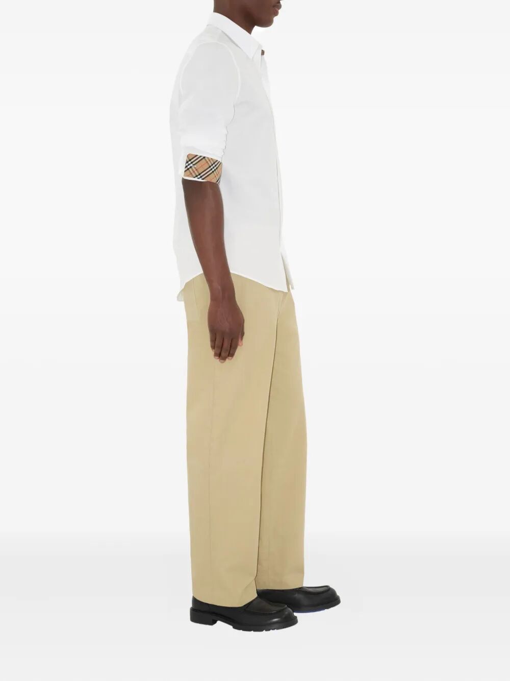 BURBERRY Check Detail Cotton Poplin Shirt