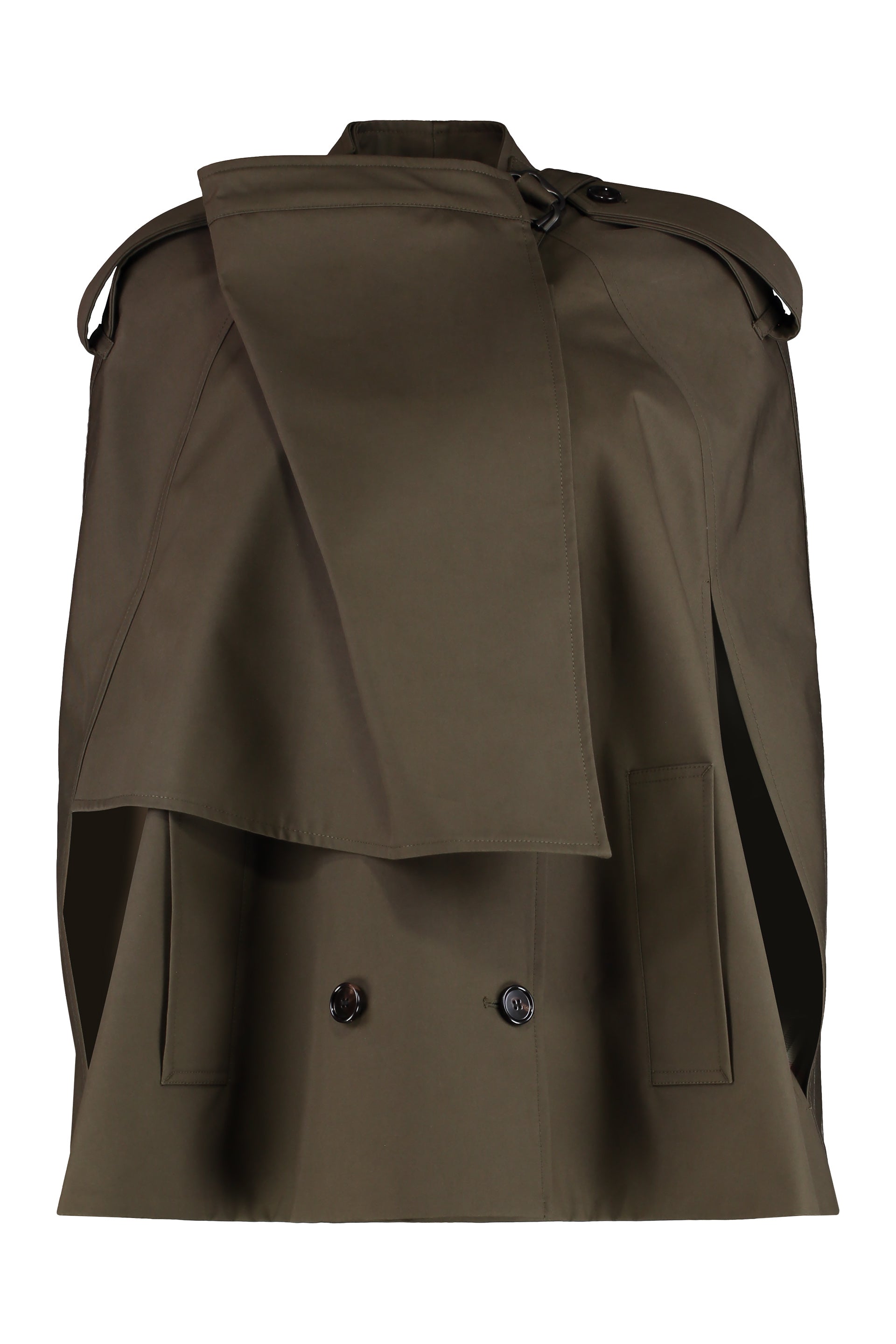 BURBERRY Cotton Cape with Two Side Pockets and Epaulettes