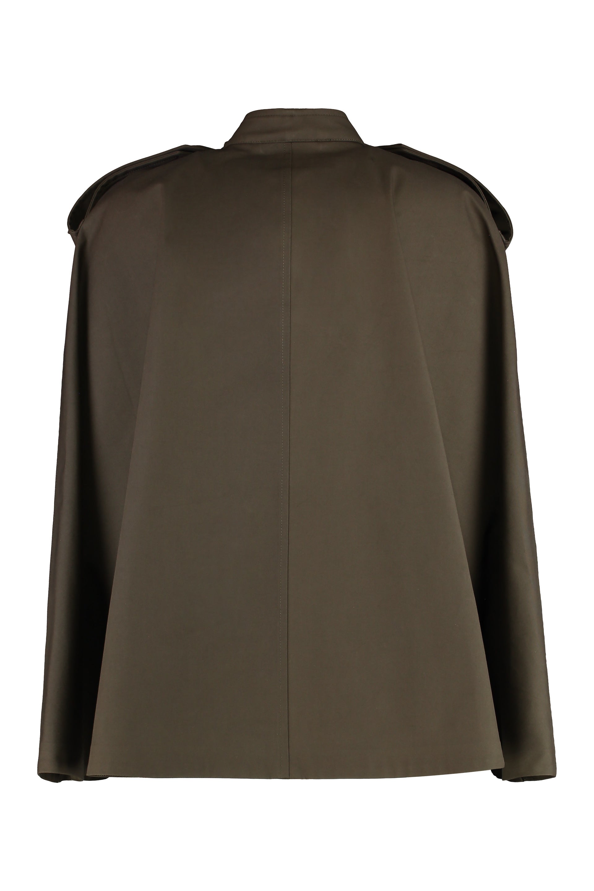 BURBERRY Cotton Cape with Two Side Pockets and Epaulettes
