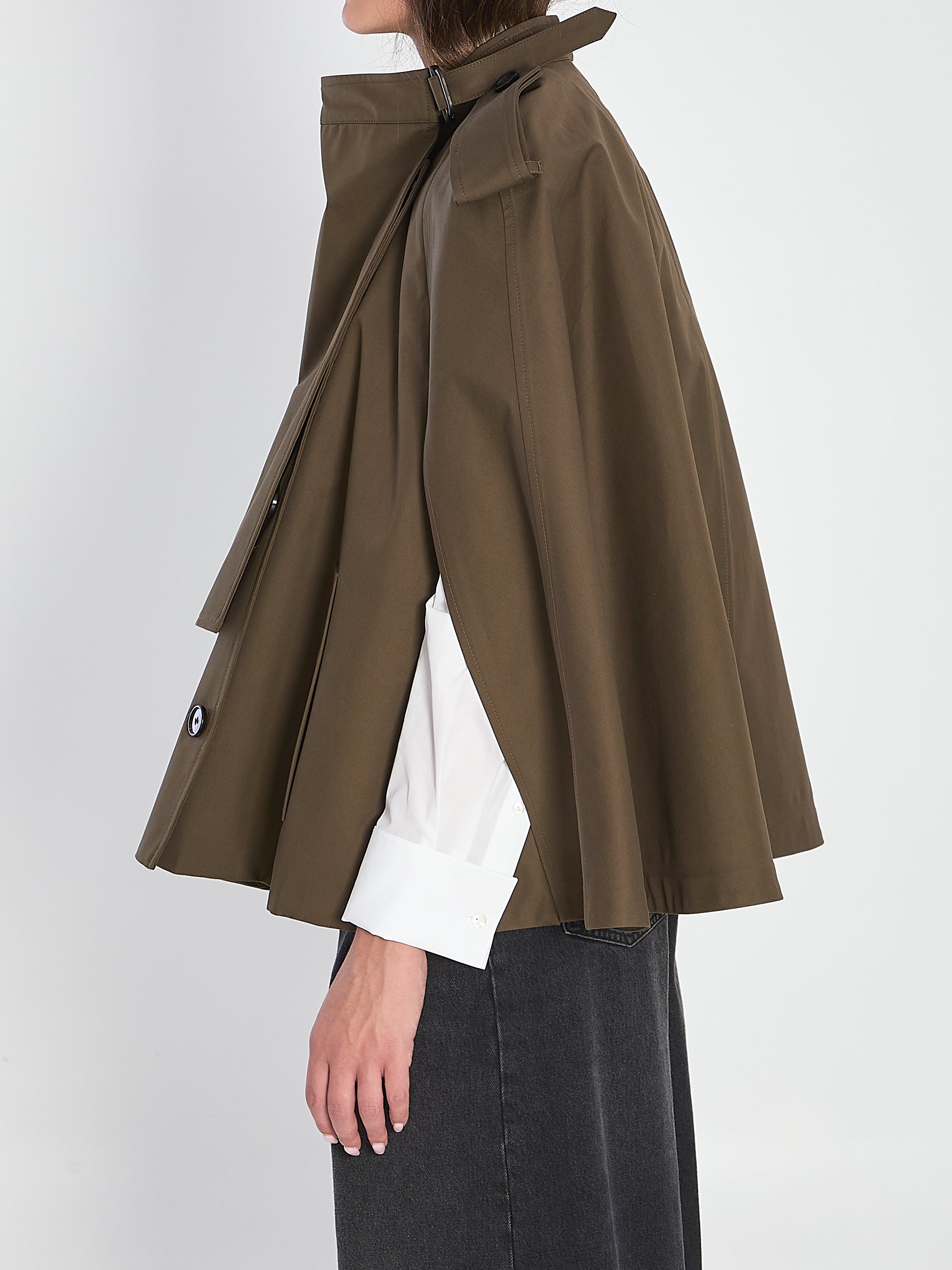BURBERRY Cotton Cape with Trench-Inspired Design - Size XS