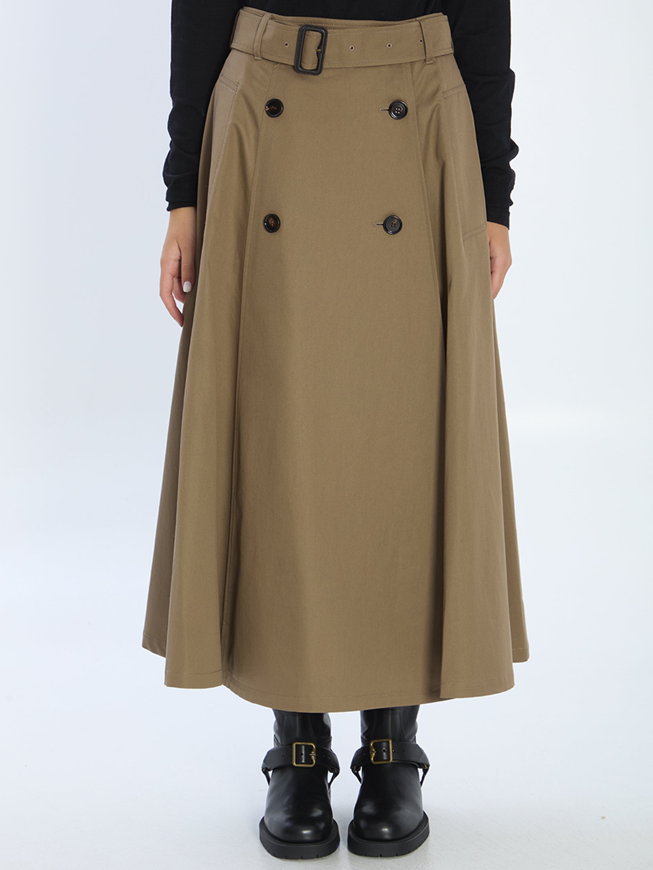 BURBERRY A-Line Midi Trench Skirt with Detachable Belt - Size 8 UK