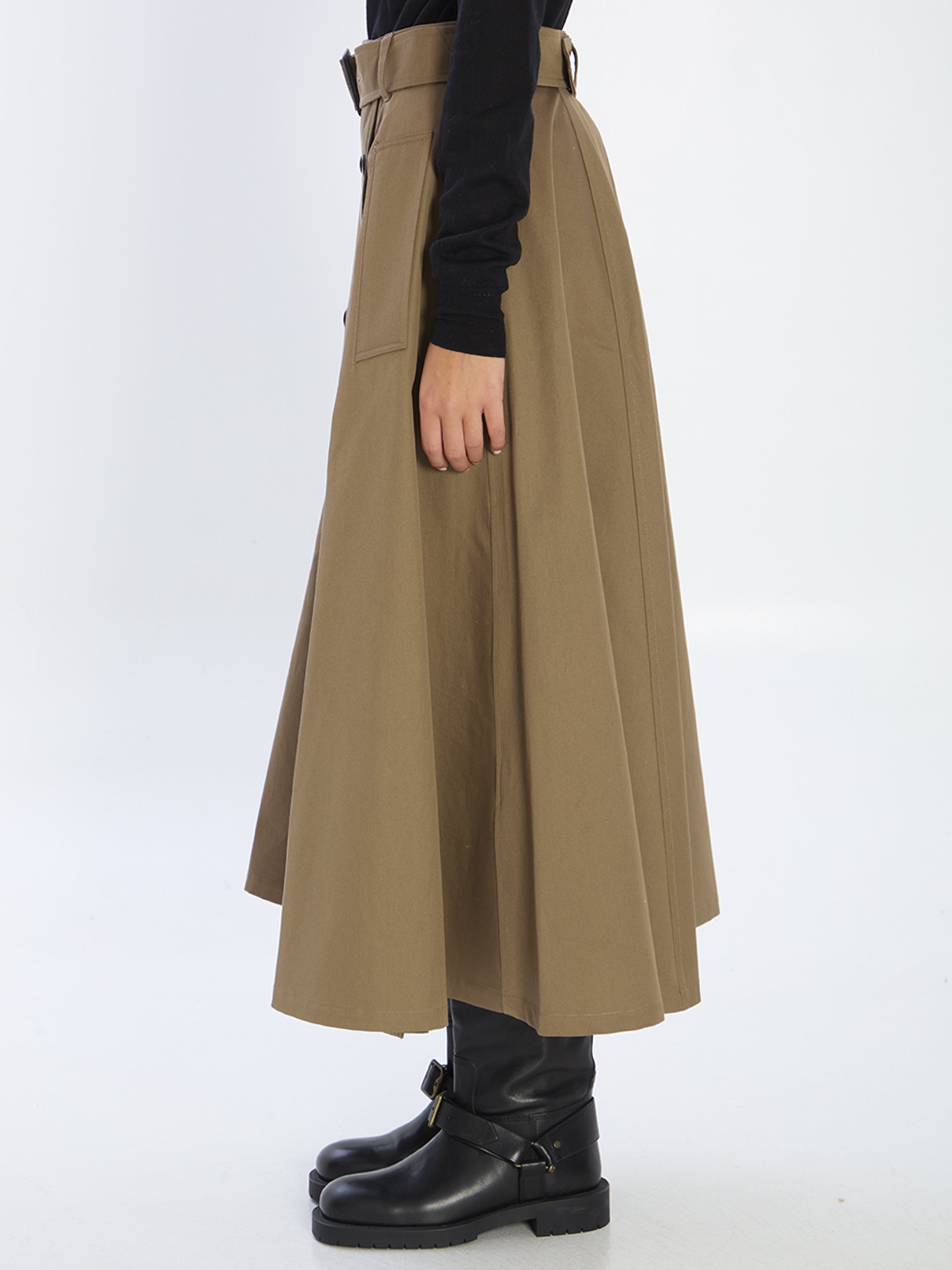 BURBERRY A-Line Midi Trench Skirt with Detachable Belt - Size 8 UK
