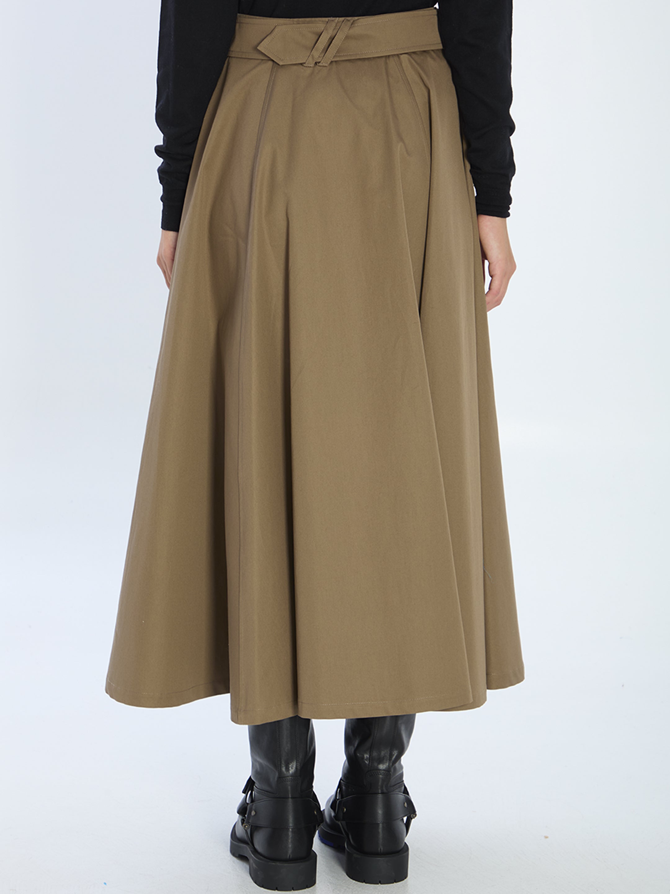 BURBERRY A-Line Midi Trench Skirt with Detachable Belt - Size 8 UK