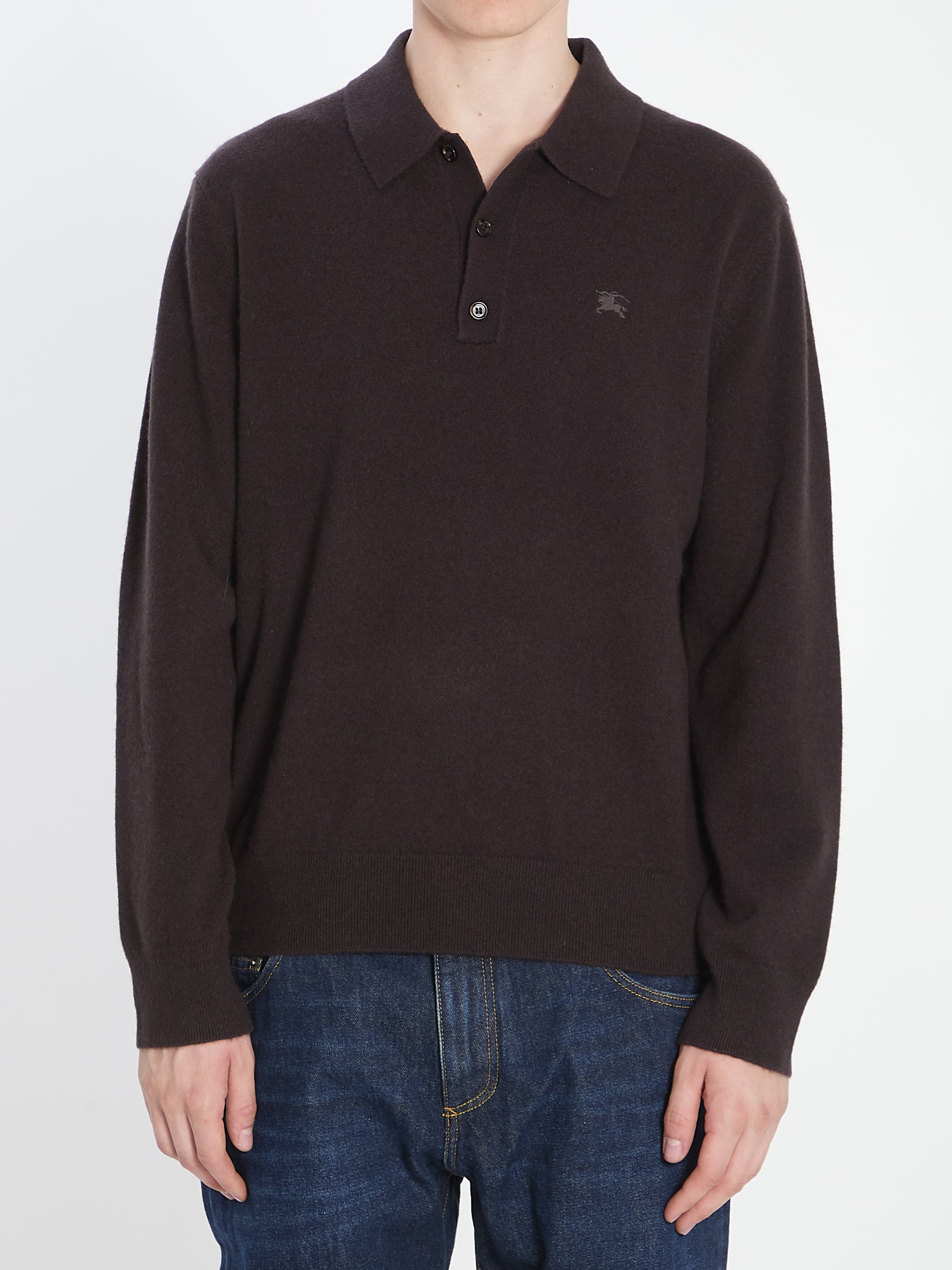 BURBERRY Cashmere-Blend Long-Sleeved Polo Shirt - Slim Fit