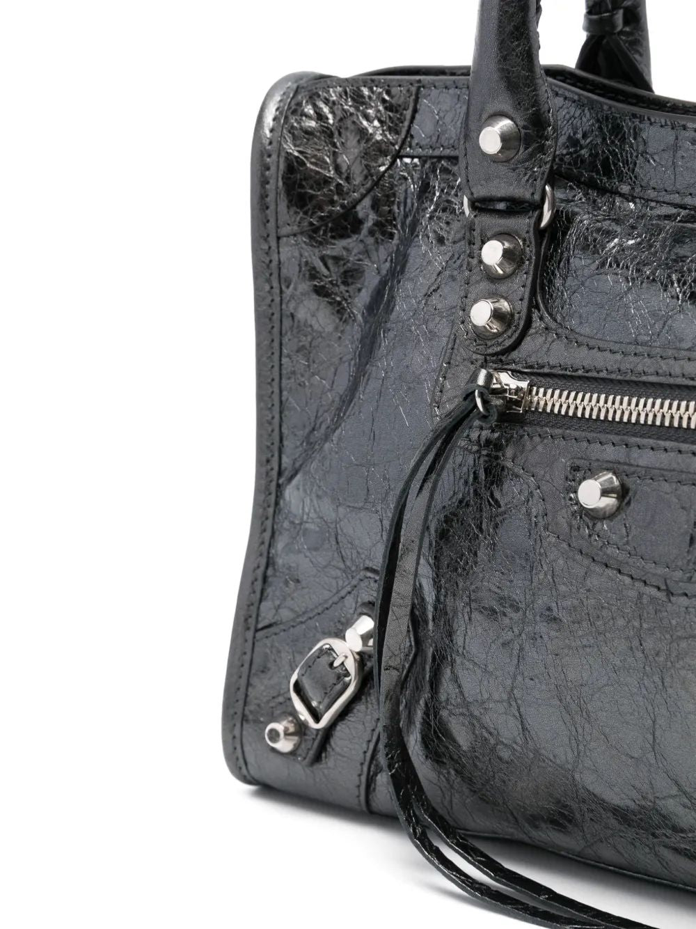 BALENCIAGA Mini Metallic Croc-Effect Handbag