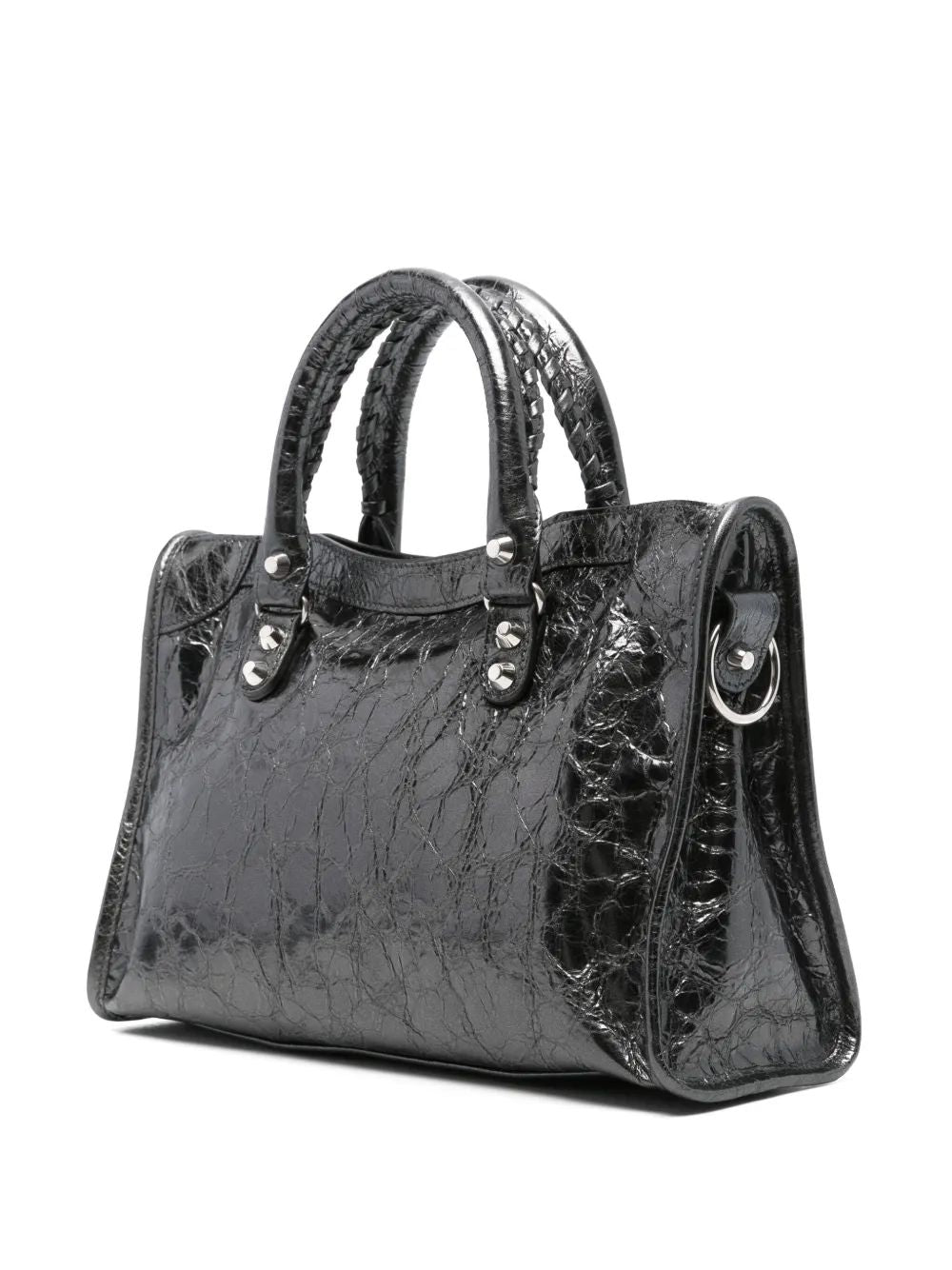 BALENCIAGA Mini Metallic Croc-Effect Handbag