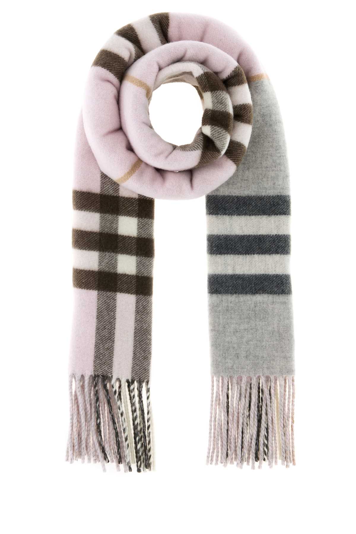 BURBERRY Checked Embroidered Cashmere Scarf