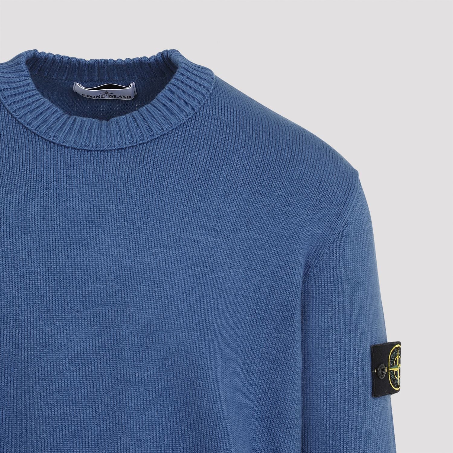 STONE ISLAND Men's Cotton Crew-Neck Sweater with Removable Logo Patch
