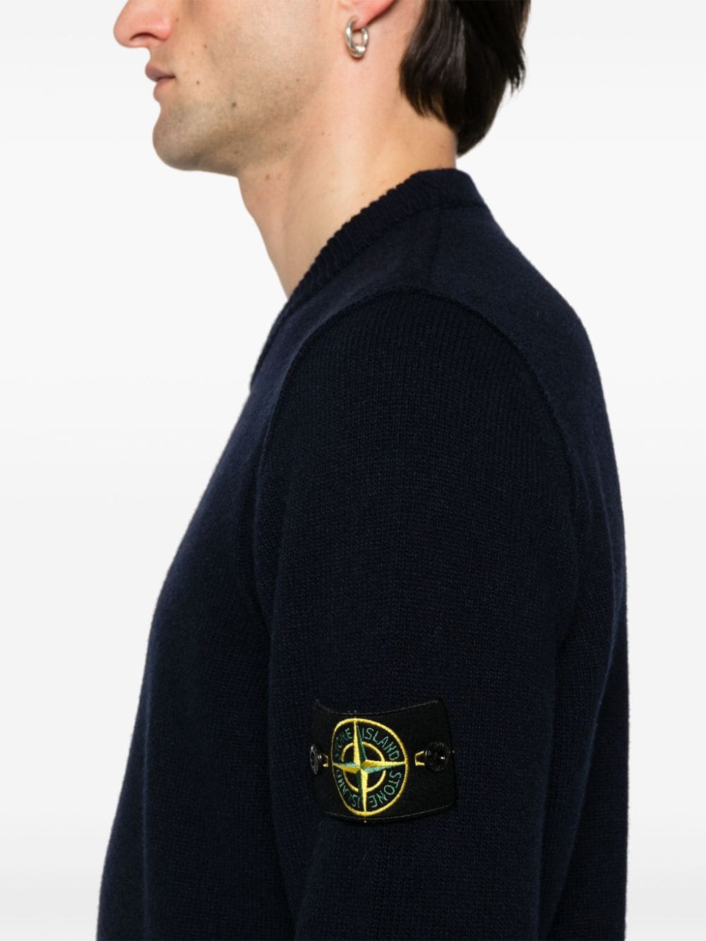 STONE ISLAND Wool-Blend Crew-Neck Sweater with Removable Logo Patch