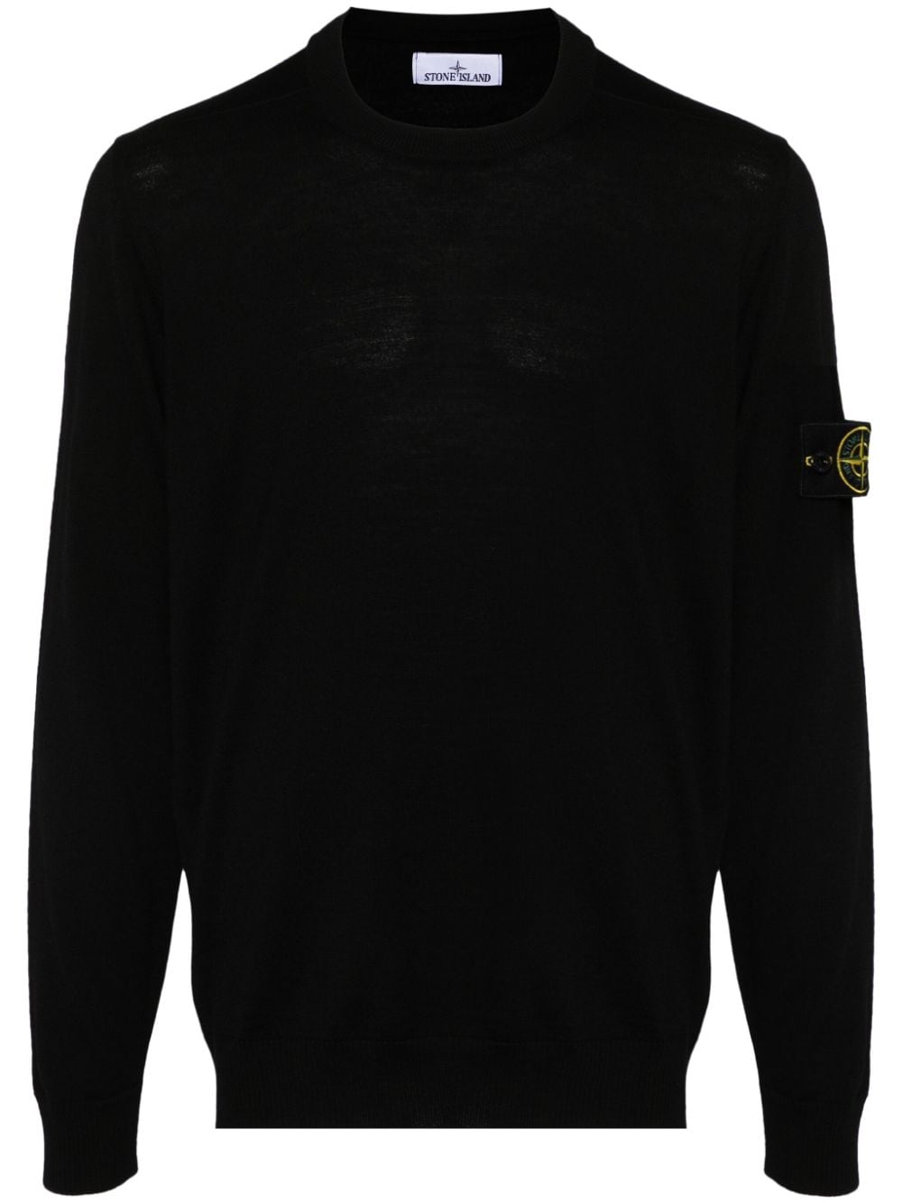 STONE ISLAND Men's Virgin Wool Crew-Neck Sweater with Removable Logo Patch