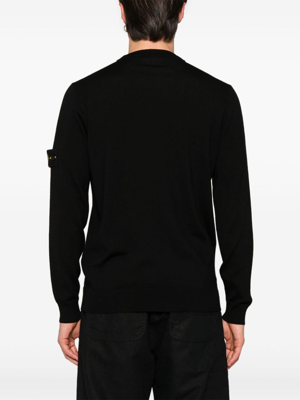 STONE ISLAND Men's Virgin Wool Crew-Neck Sweater with Removable Logo Patch